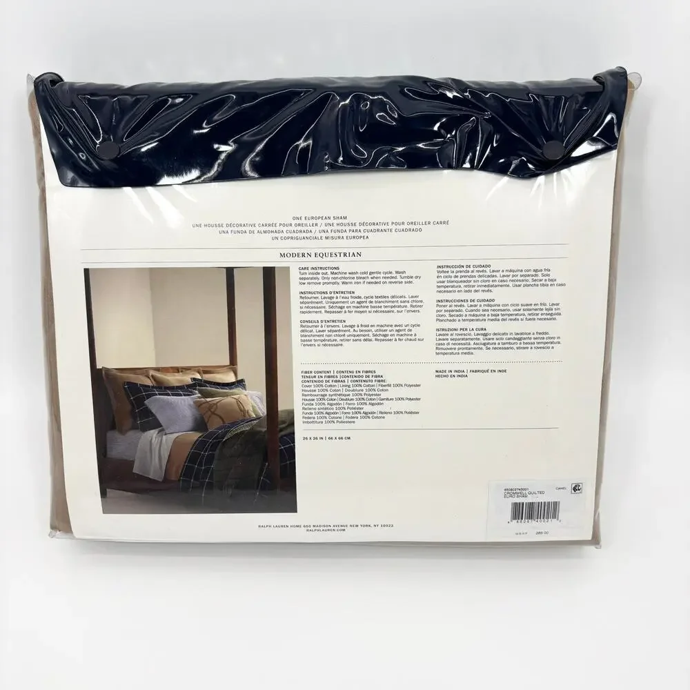 Ralph Lauren Euro Sham Cromwell Modern Equestrian Quilted 26